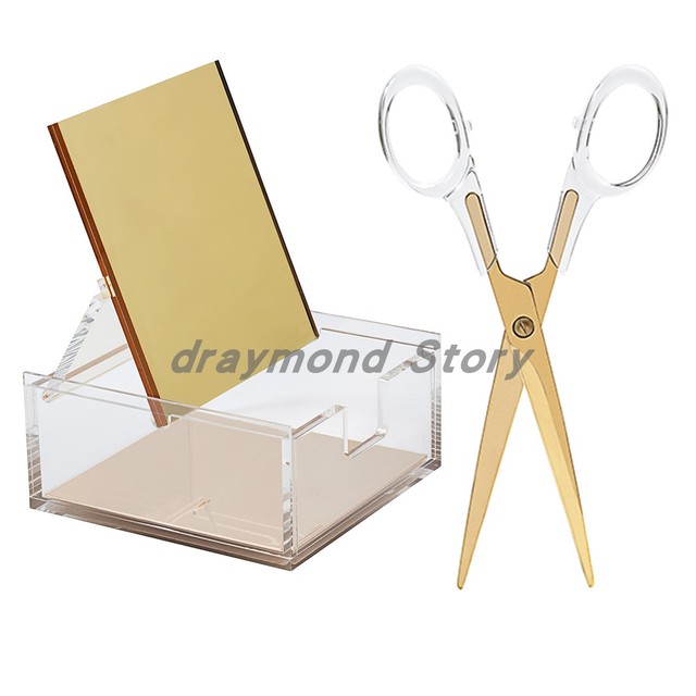 gold acrylic Gold Mirror box and scissors stationery student office  supplies - AliExpress
